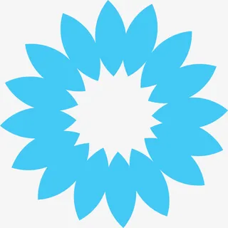 蓝色几何花瓣图案免抠