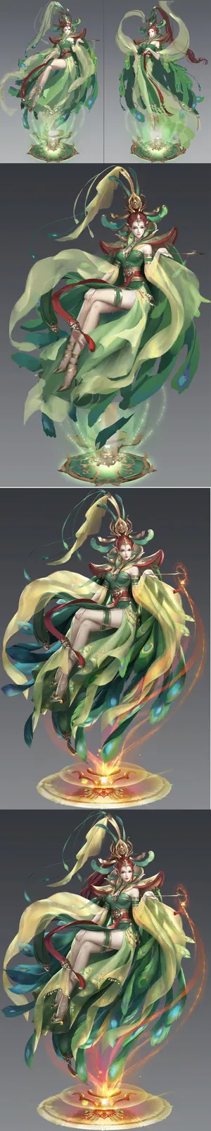 绿色光效服饰游戏人物免抠