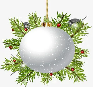 生动的白色圣诞球免抠