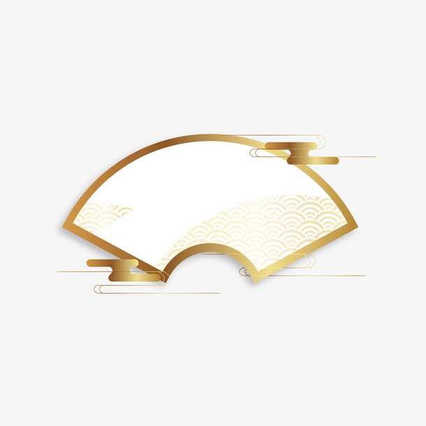 国潮中国风装饰边框扇子免抠