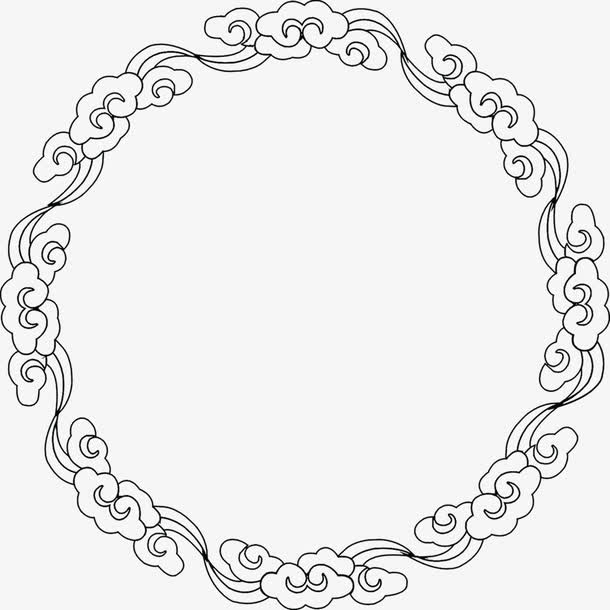 黑色镂空祥云礼盒包装免抠