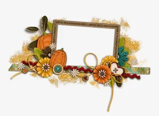 南瓜装饰复古相框免抠