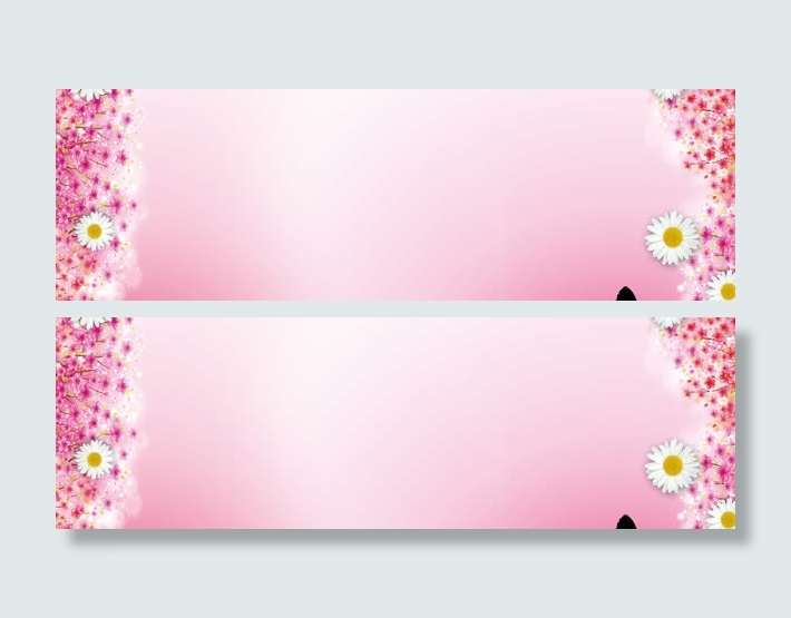 边饰花朵蝴蝶四周边框粉色（免抠