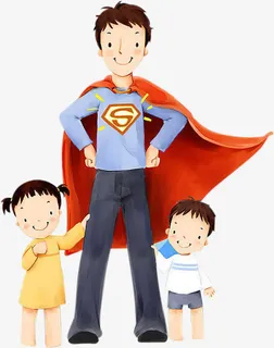 高清父亲节超人爸爸小孩子免抠 高清父亲节超人爸爸小孩子免抠