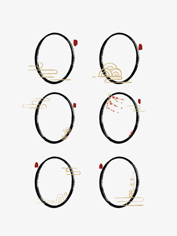 中国风印泥边框元素免抠