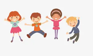 卡通小孩开心拍照免抠