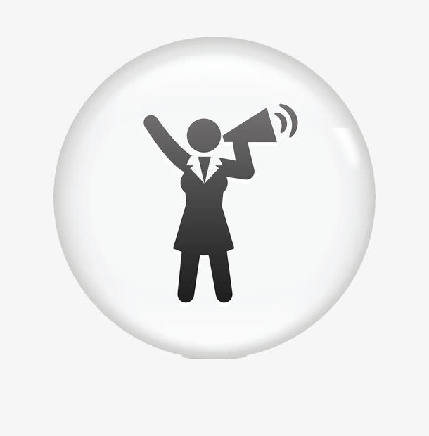 白色透明喇叭按钮免抠