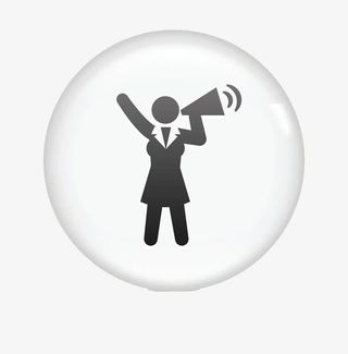 白色透明喇叭按钮免抠