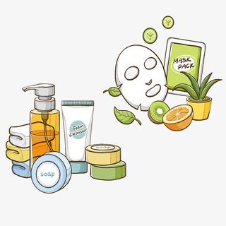 彩妆护肤香氛毛巾面膜卡通元素免抠