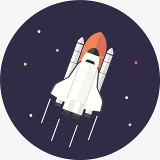 航天飞机圆形标签免抠