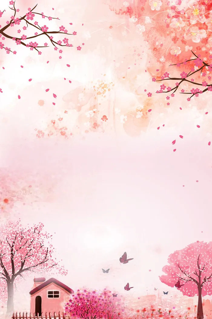 春天红色花海海报背景高清