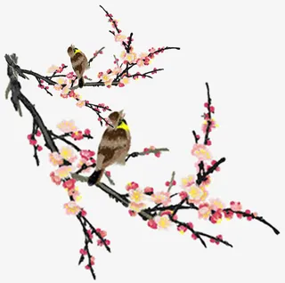 喜鹊迎春图免抠