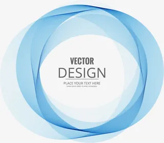 矢量蓝色环形飘带装饰图案免抠