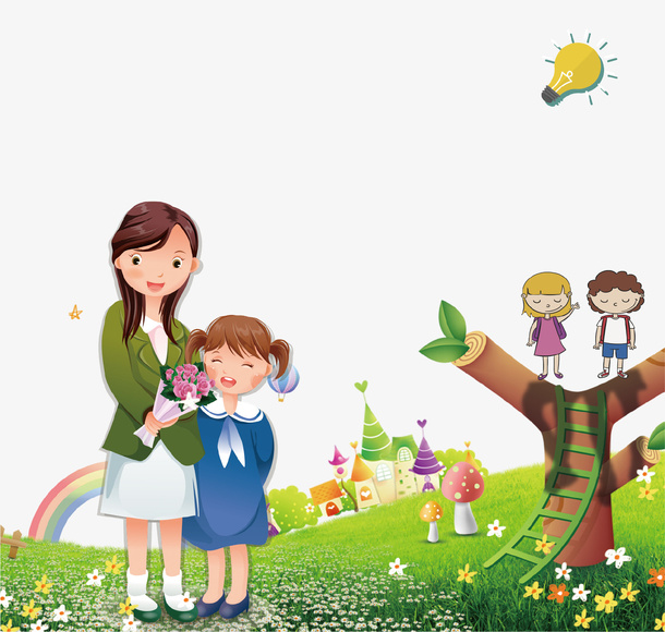 卡通手绘幼儿开学插画免抠免抠