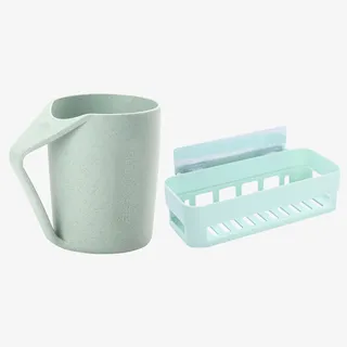 绿色漱口杯和置物架免抠