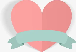 粉色爱心绸带免抠