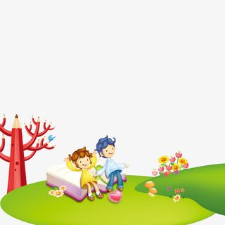 铅笔草地看书学校宣传单免抠