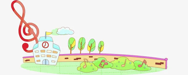 手绘学校场景免抠
