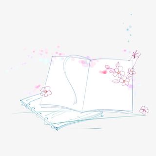 手绘书本上的鲜花免抠