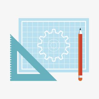 手绘蓝色方格测绘板免抠