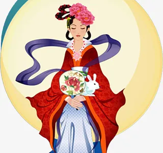 嫦娥 中秋 玉兔 插画 月亮免抠