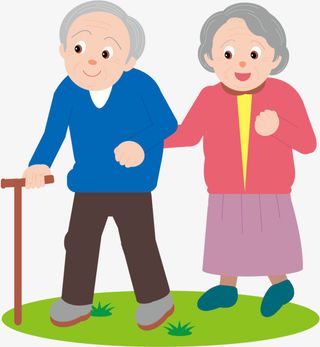 手绘散步的老婆婆免抠免抠