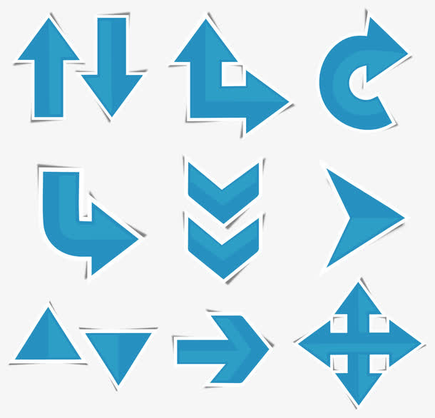 矢量手绘蓝色箭头免抠