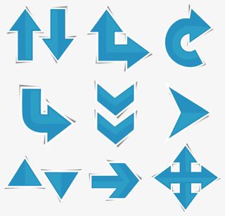 矢量手绘蓝色箭头免抠