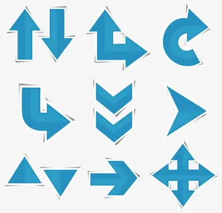 矢量手绘蓝色箭头免抠