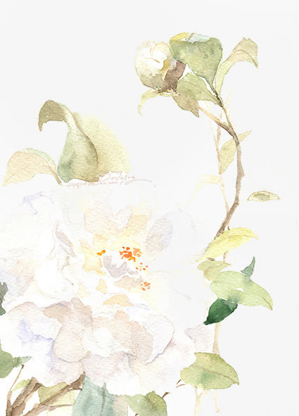 唯美古风水彩插画免抠