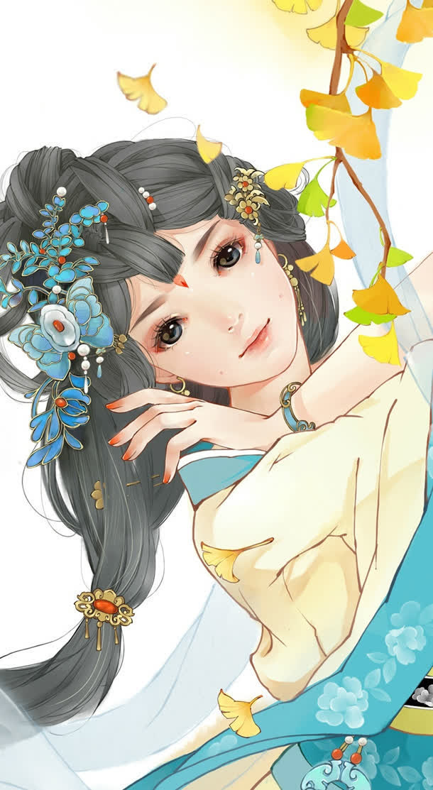 手绘可爱情新古典美女免抠
