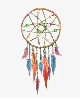 卡通手工彩色羽毛风铃免抠