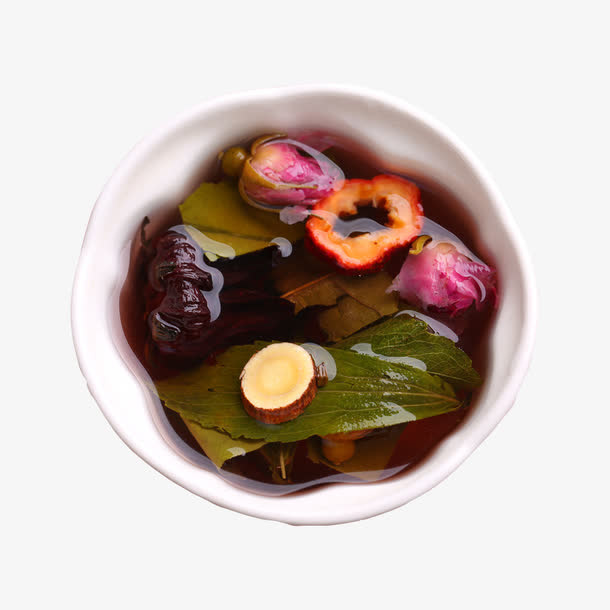 产品实物茶饮山楂玫瑰荷叶茶免抠