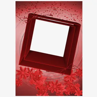 红色深度情人节相框素材免抠