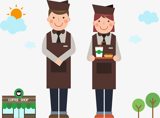 咖啡店服务员服装免抠