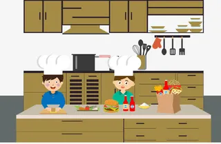 卡通厨房厨师做饭免抠