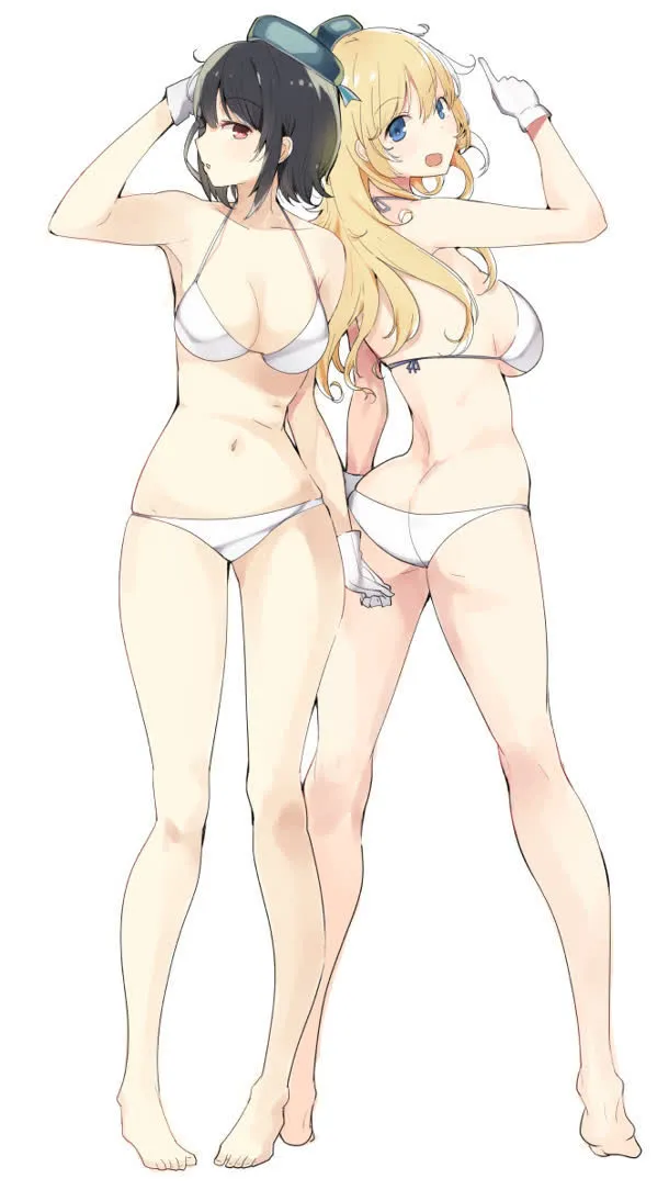 手绘穿着比基尼的美少女免抠