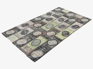 灰色花纹绒毛北欧地毯免抠