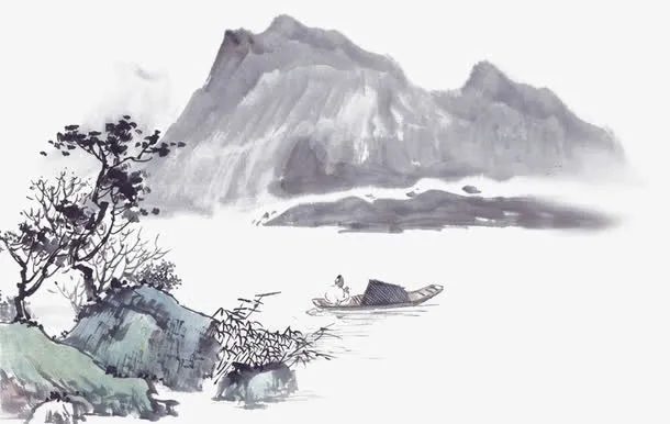 古典水墨山水画美景免抠