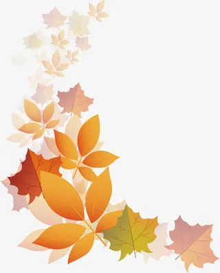 半透明秋日落叶边框免抠