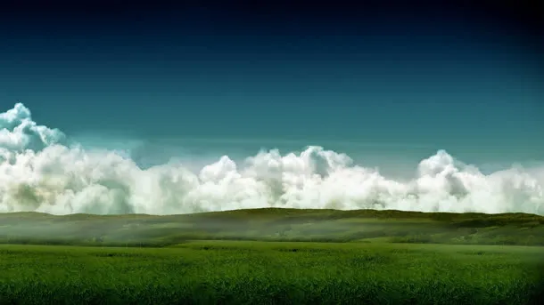 蓝天白云青草地得海报背景