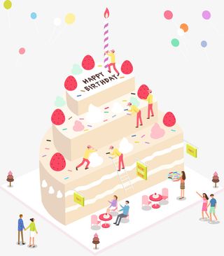 2.5D矢量蛋糕行业插画免抠