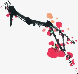 梅花中国水墨画古典风格画册免抠