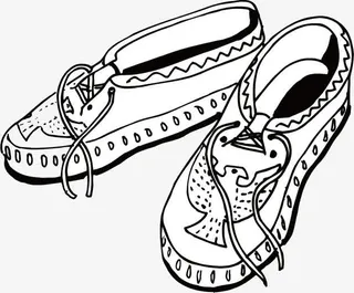 黑白线描矢量鞋子免抠