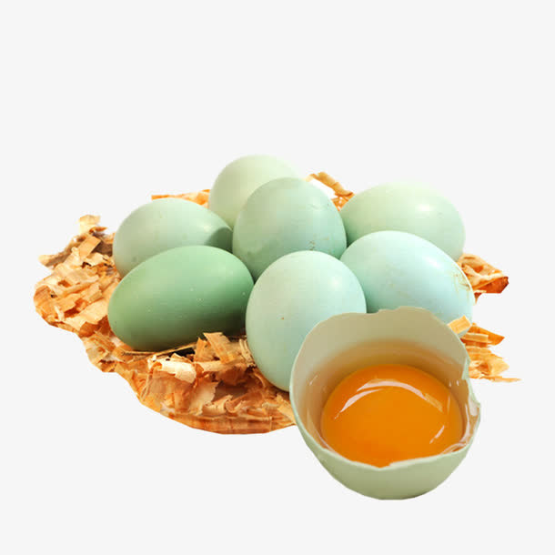 草垛上的绿壳鸡蛋免抠