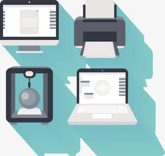 电脑设备扁平化设计矢量免抠