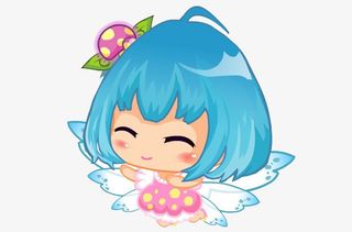 蓝色卡通多翅膀小女孩免抠