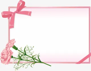 粉色蝴蝶结康乃馨卡片免抠