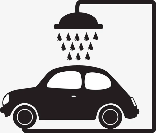 黑色立体车辆冲洗标志免抠