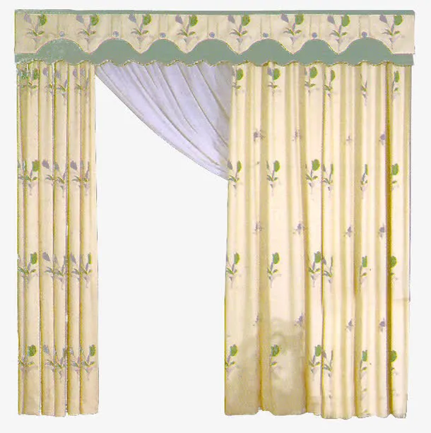 清新布幔窗帘免抠